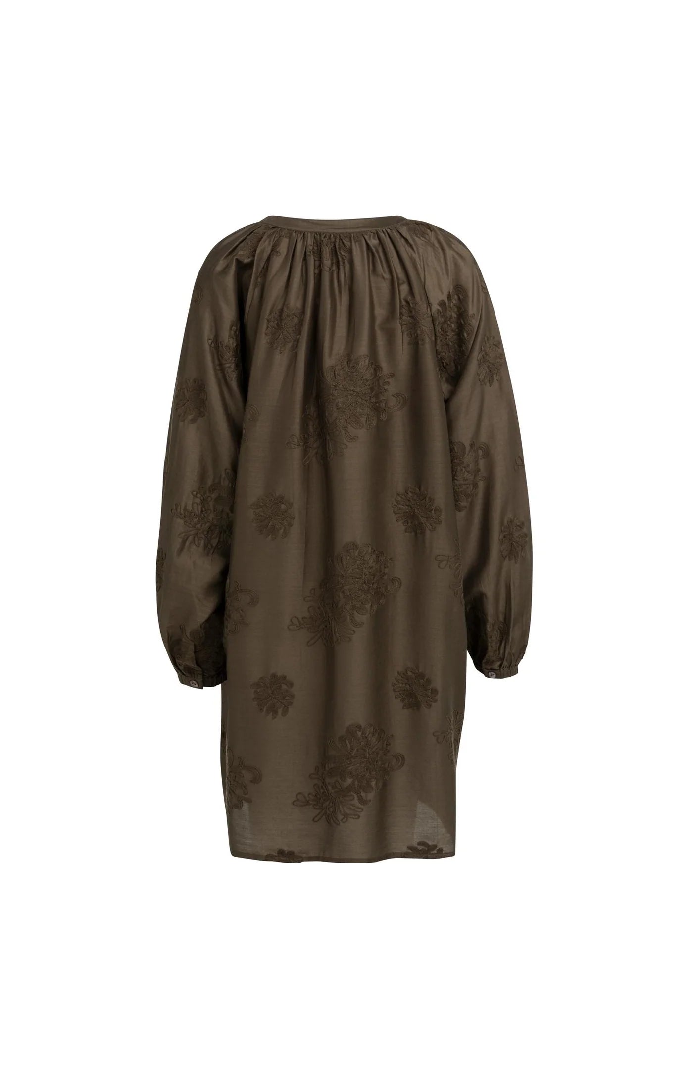 YAYA Besticktes Kleid mit langen Ärmel - Slate Black Brown