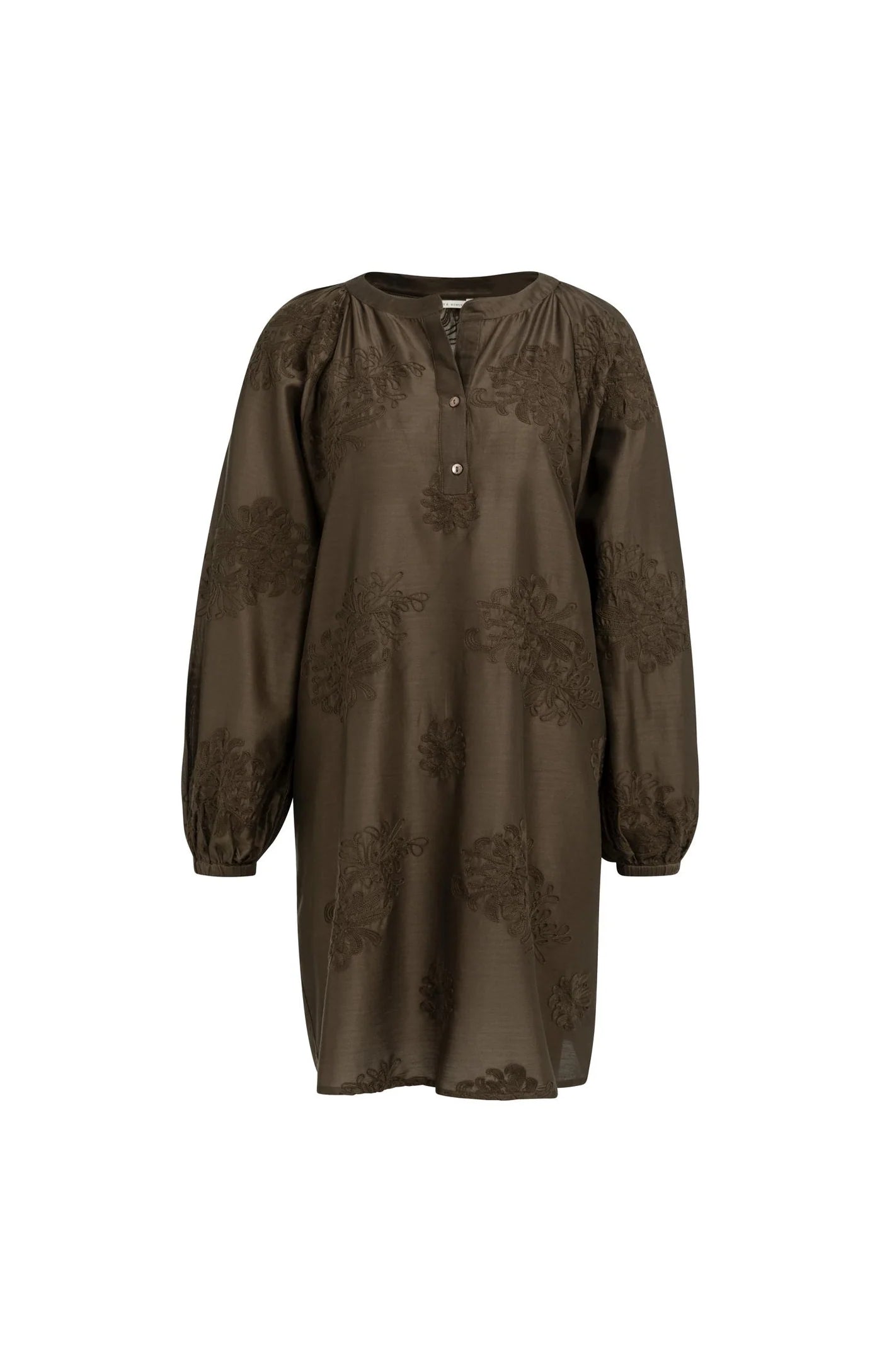YAYA Besticktes Kleid mit langen Ärmel - Slate Black Brown