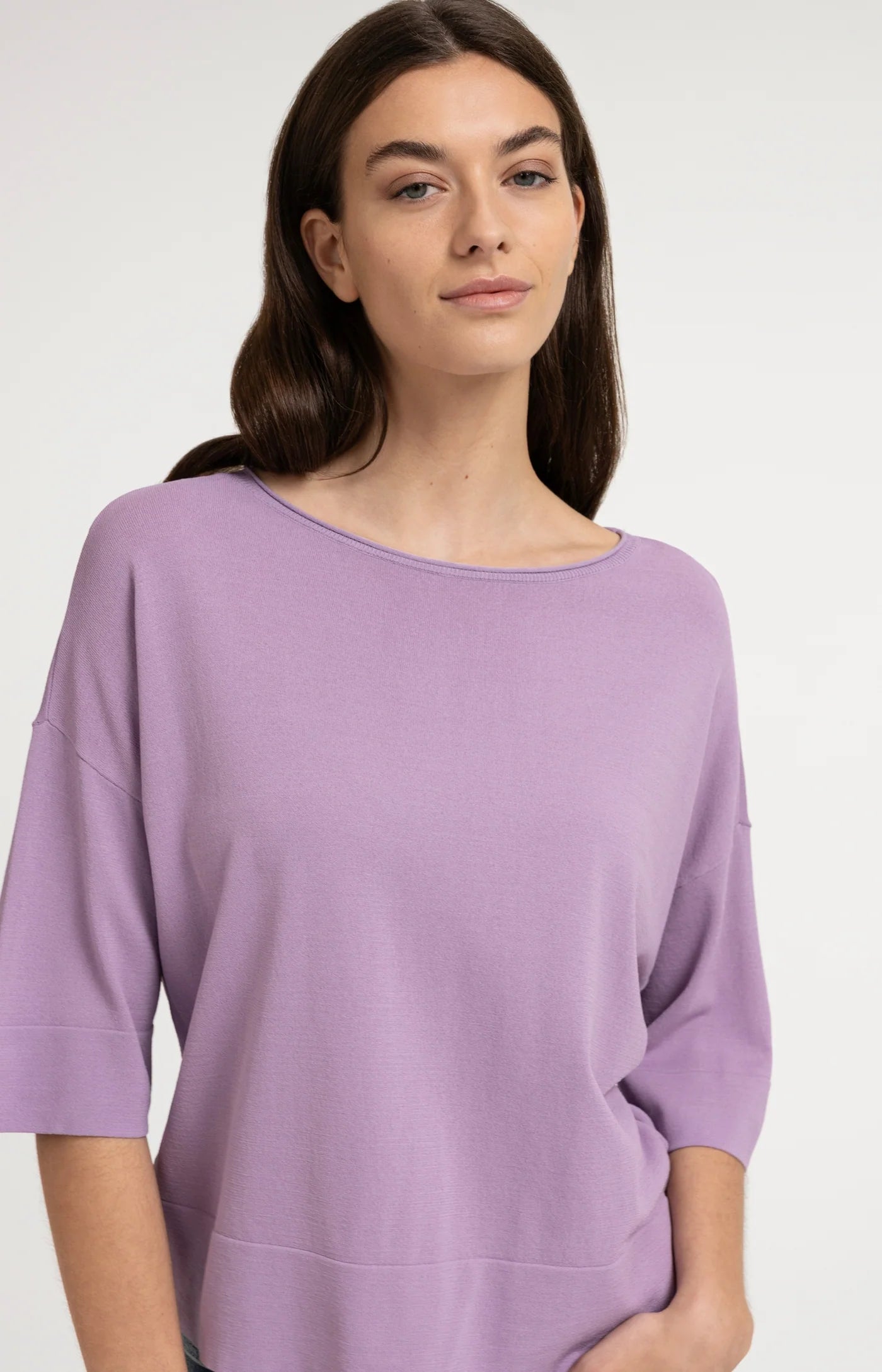 YAYA Oversize-T-Shirt aus Feinstrick Lavendel
