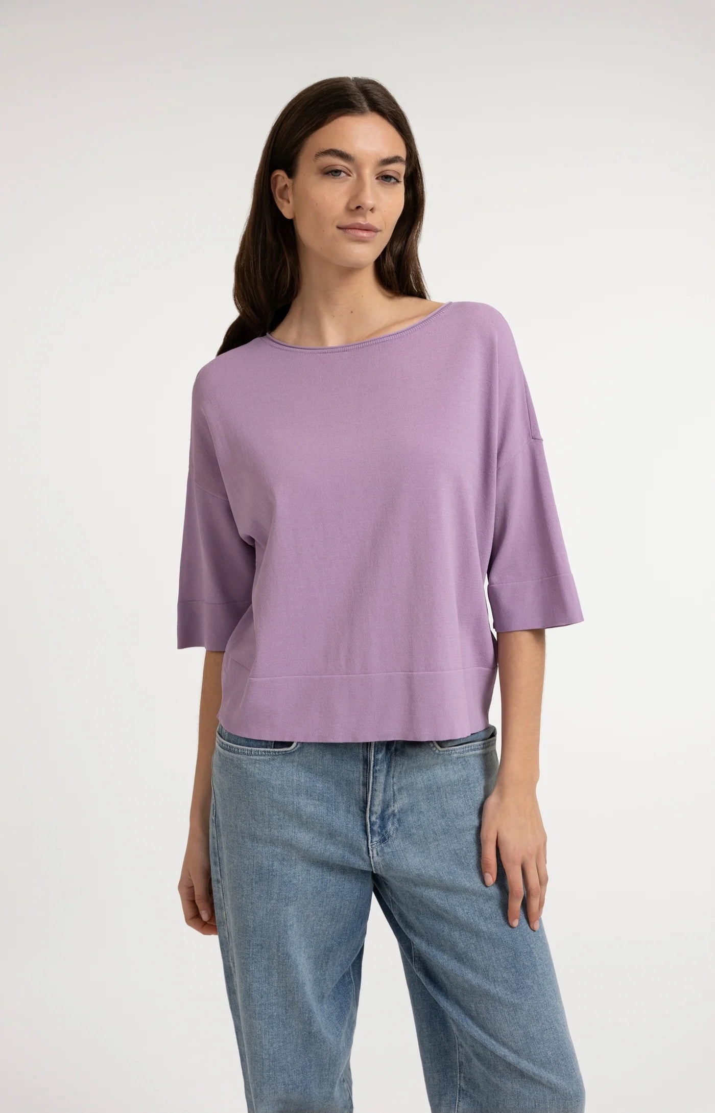 YAYA Oversize-T-Shirt aus Feinstrick Lavendel