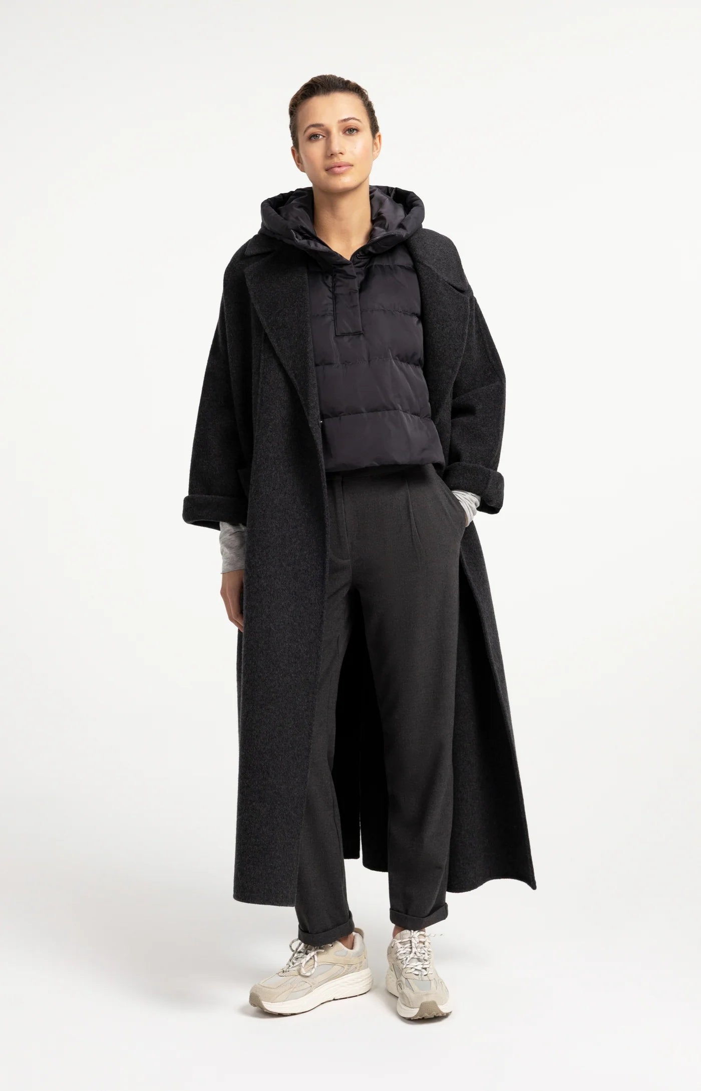 YAYA Wattierte Weste mit Kapuze - Black