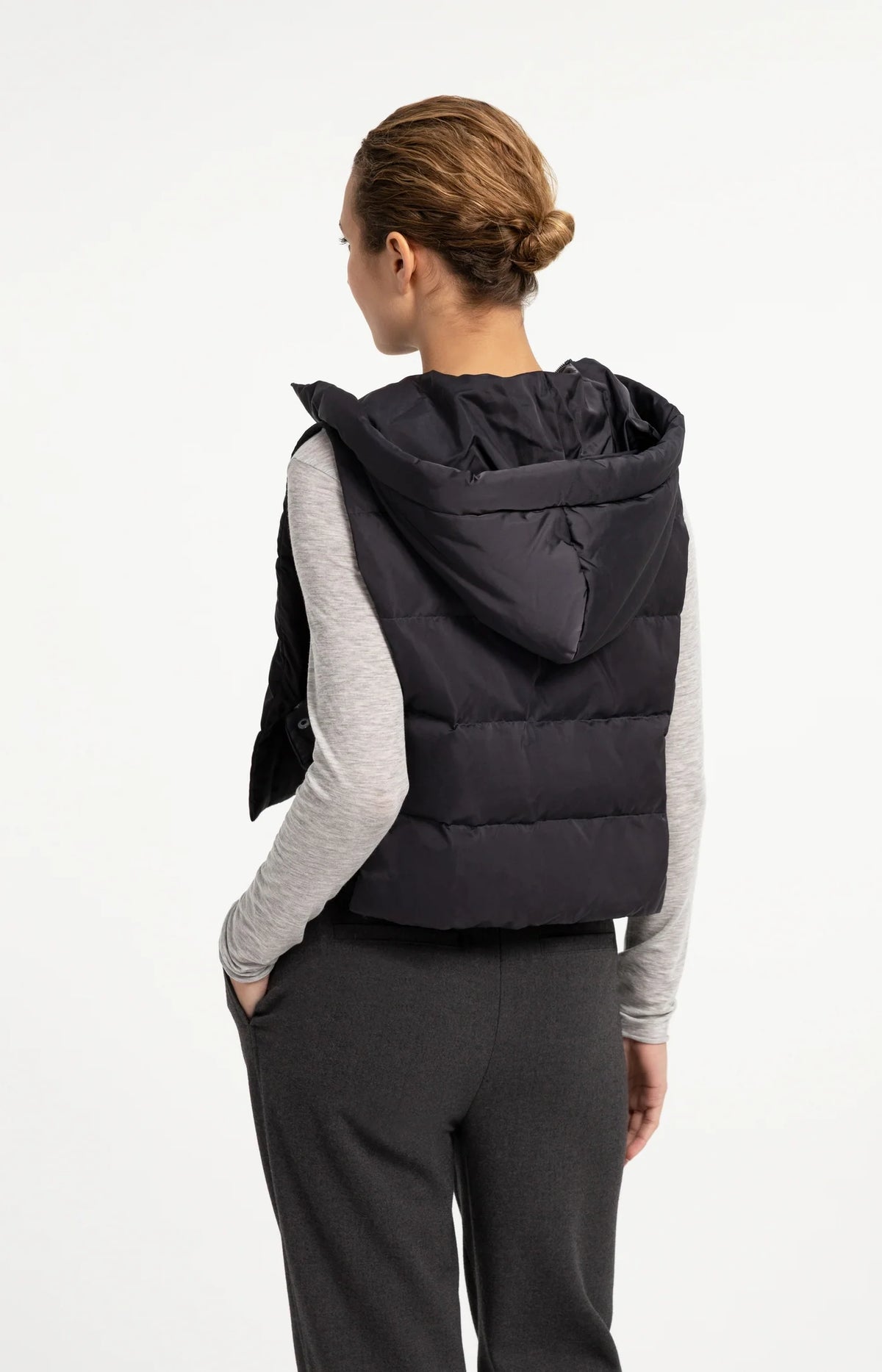 YAYA Wattierte Weste mit Kapuze - Black
