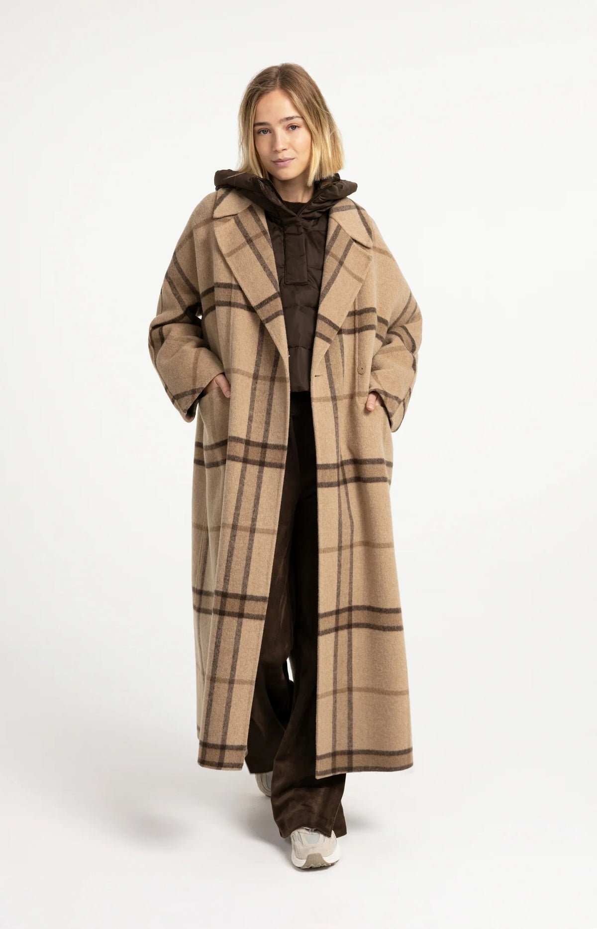 YAYA Wattierte Weste mit Kapuze - Brown