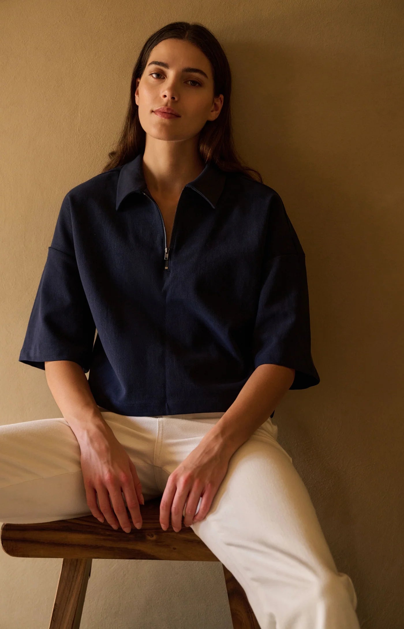 YAYA Polo Top mit Reißverschluss