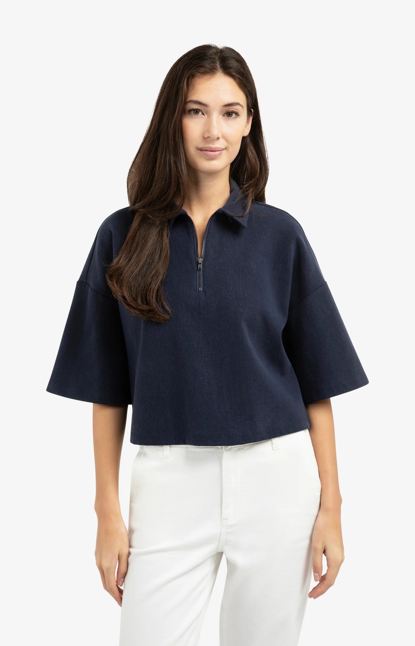 YAYA Polo Top mit Reißverschluss