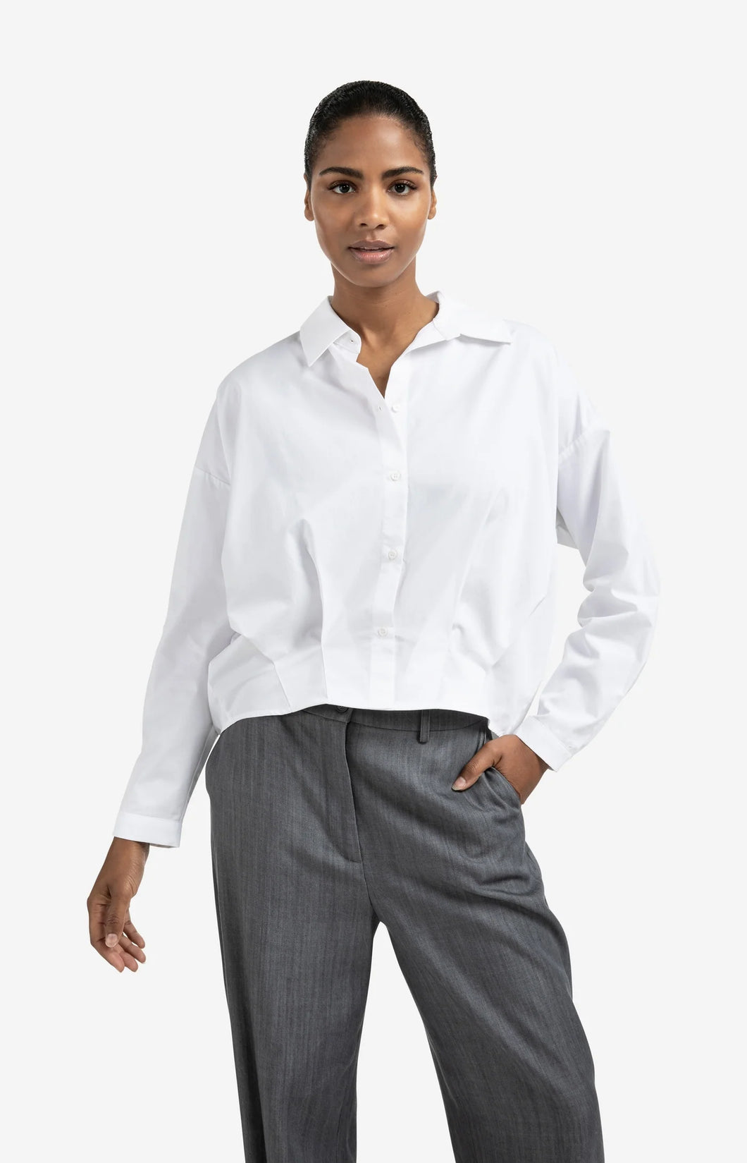 YAYA Popelinebluse mit Plisseefalten