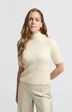 Lade das Bild in den Galerie-Viewer, YAYA Gerippter Kurzarm Rollkragenpullover Ivory
