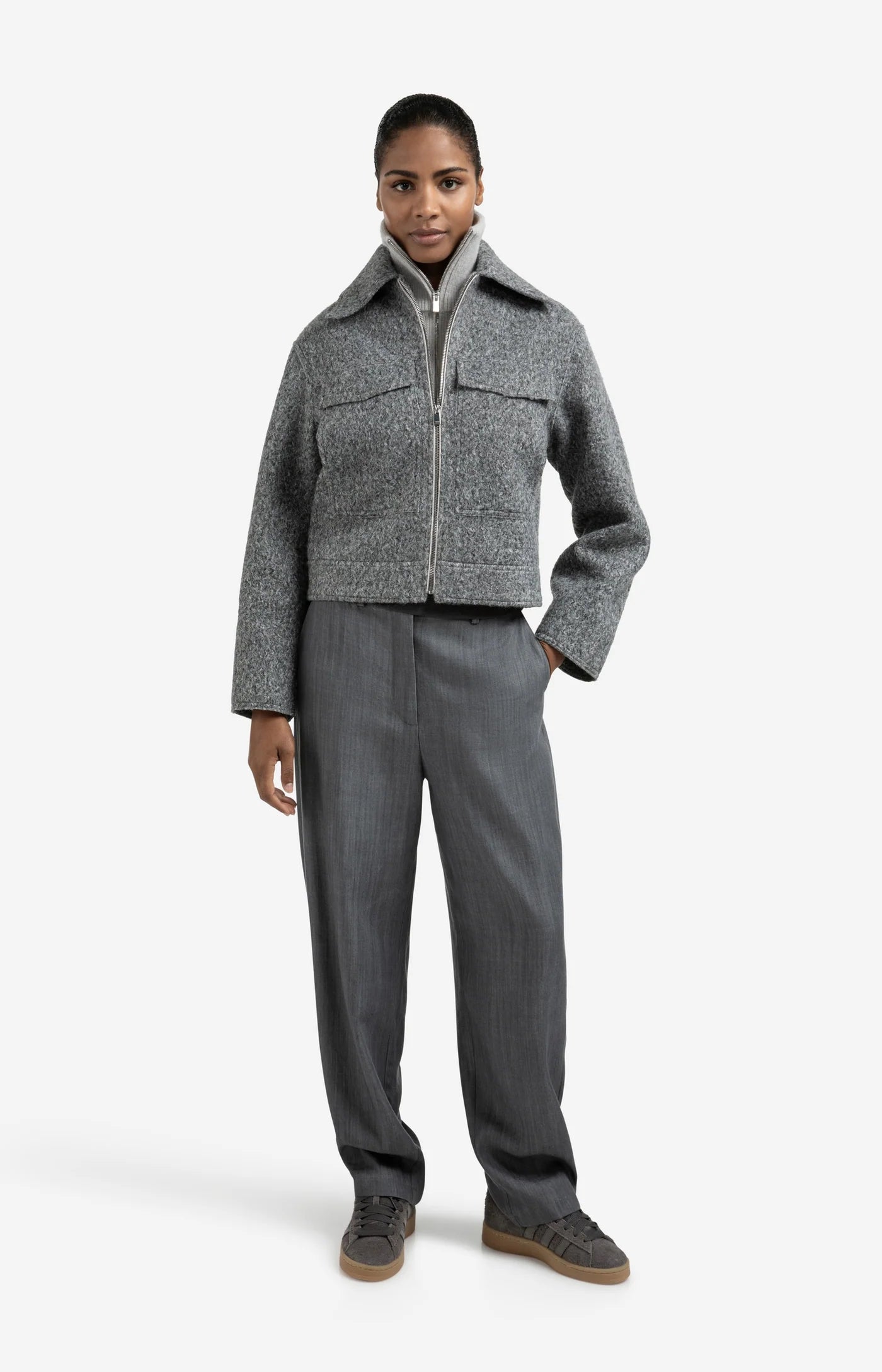 YAYA Bouclejacke Black Oyster Melange