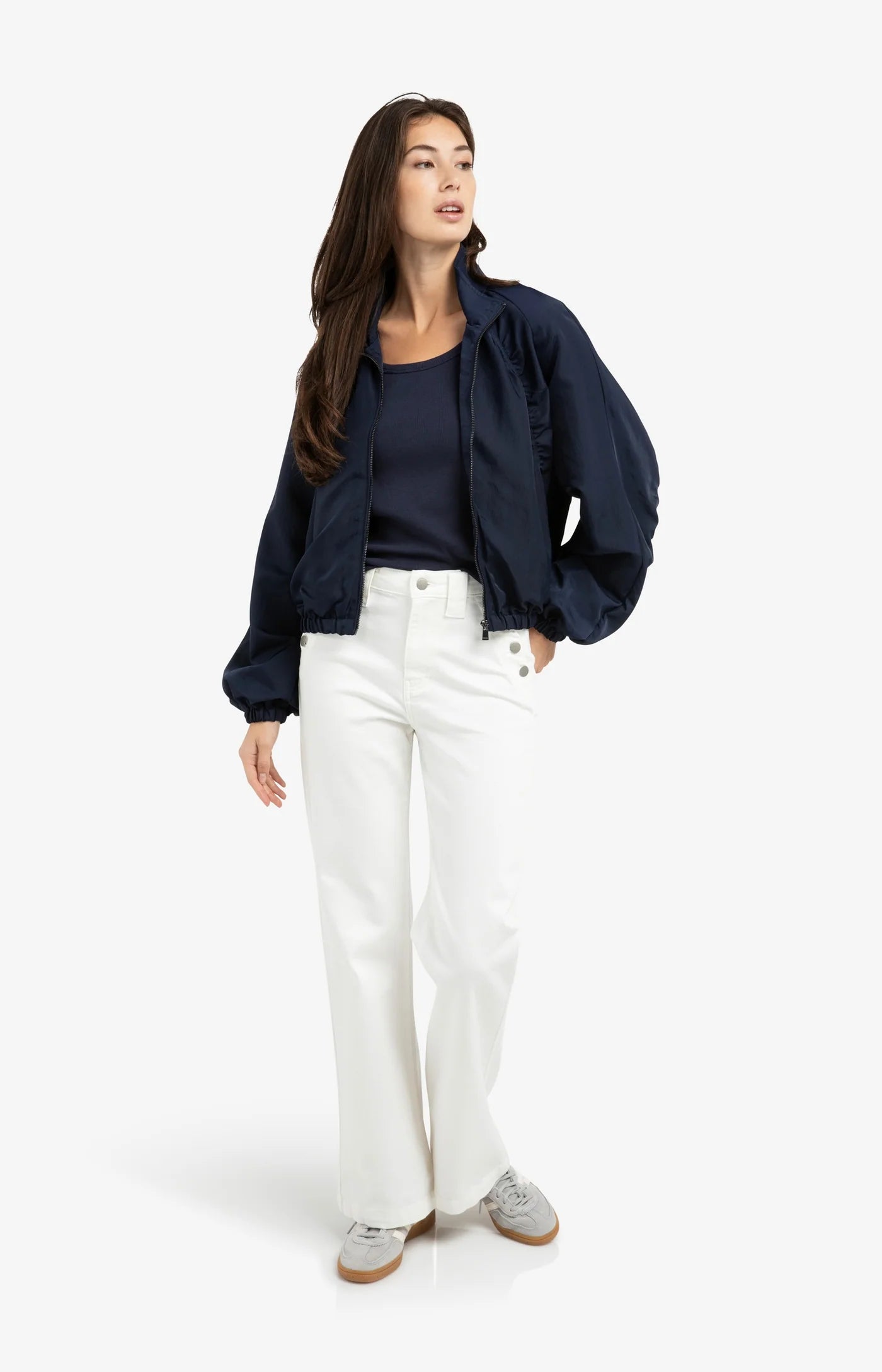 YAYA Oversize-Jacke mit Plisseedetails Navy