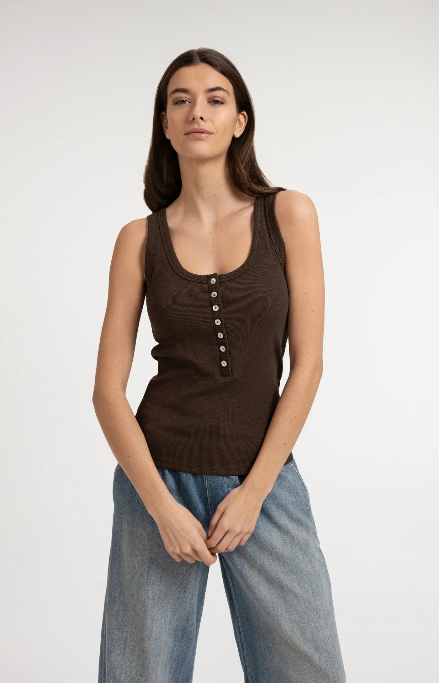 YAYA Top mit Knöpfen - Brown