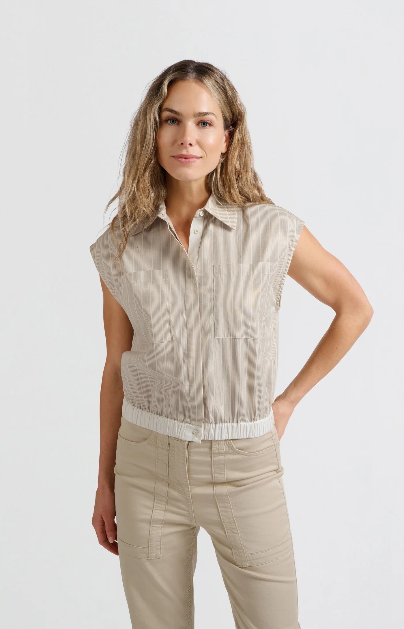 YAYA Ärmellose Bluse Beige
