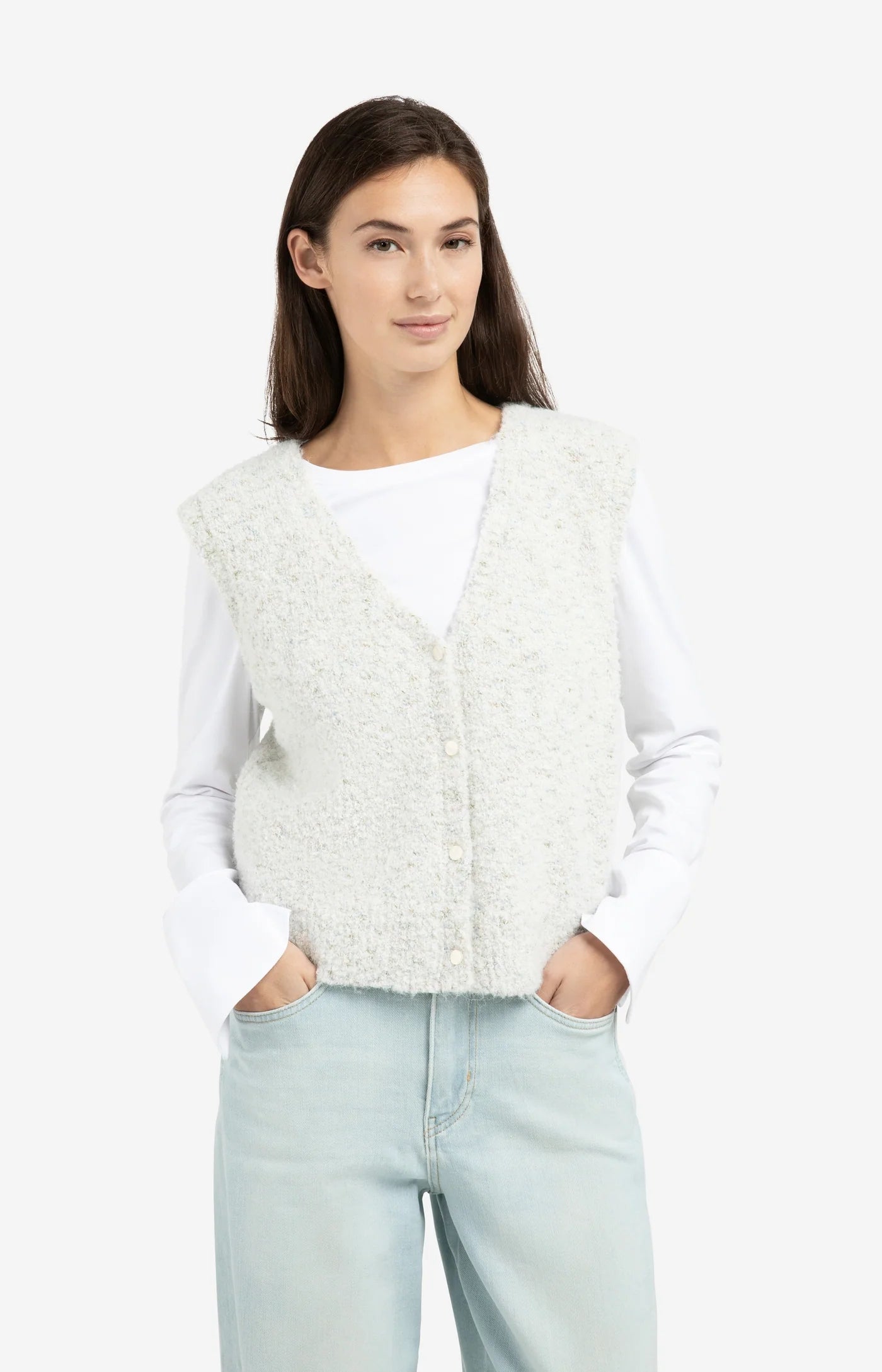 YAYA Pullover im Lagenlook Blue Grey