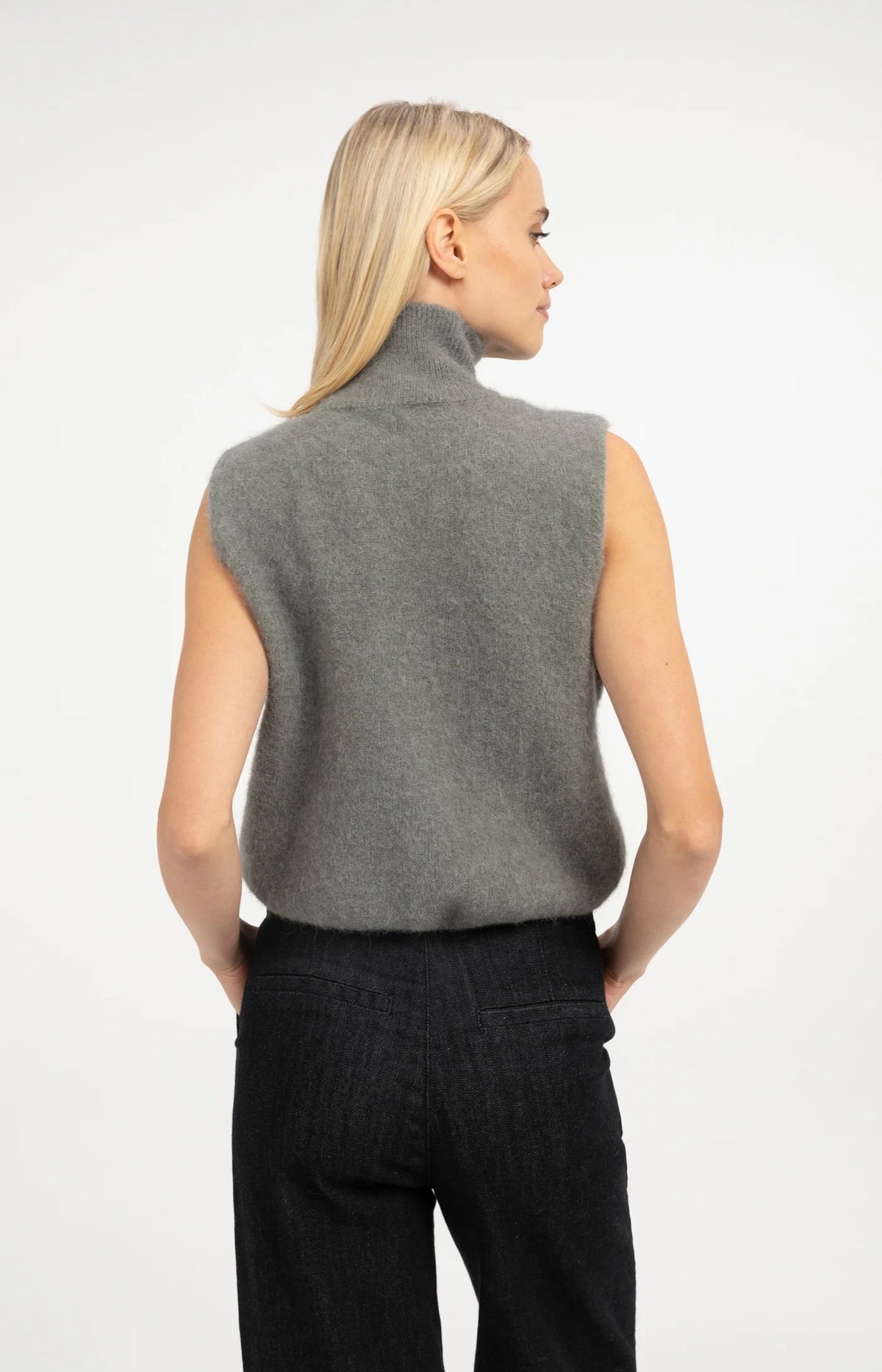YAYA Ärmelloser Strickpullover - Soap Grey