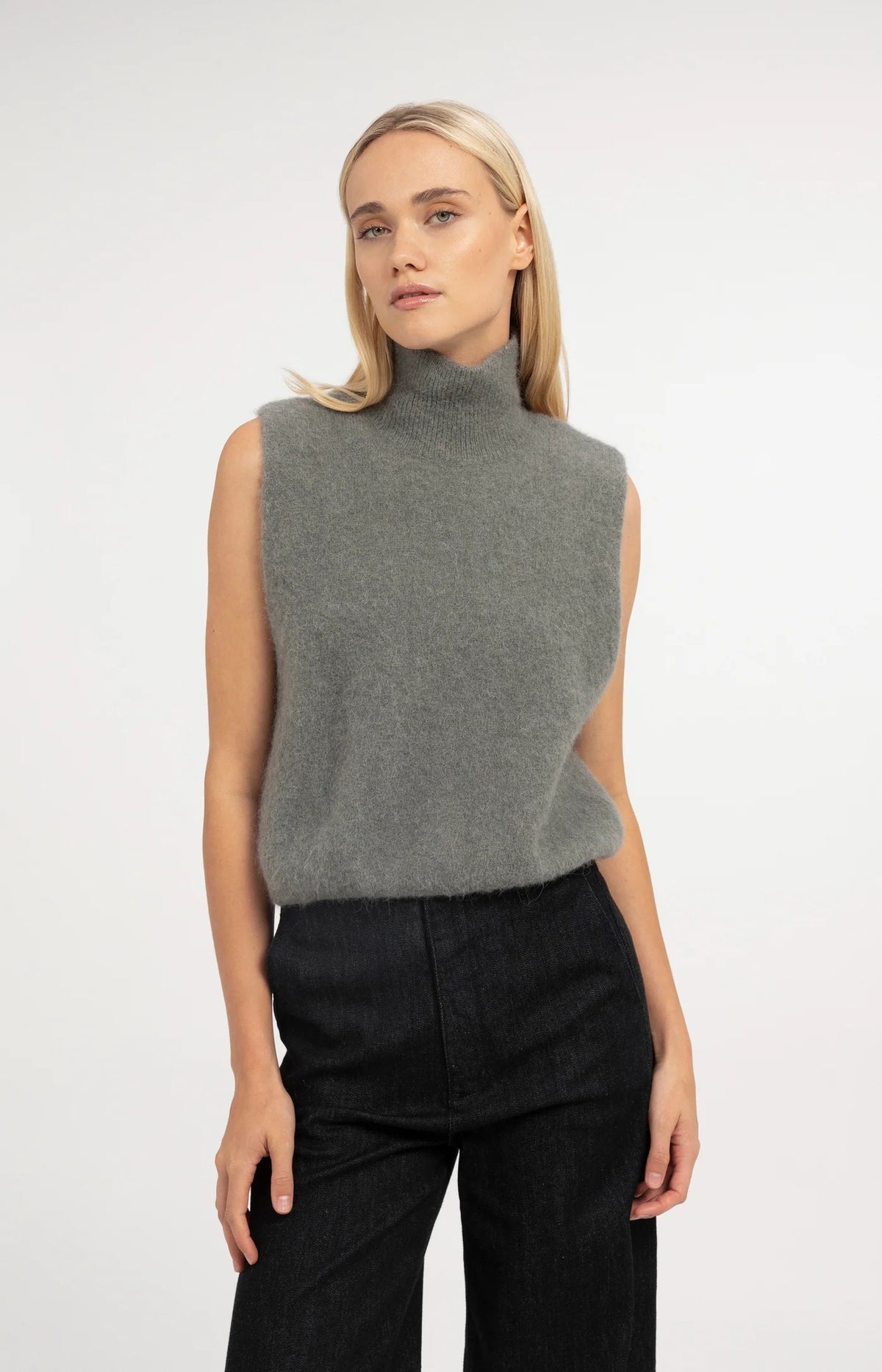 YAYA Ärmelloser Strickpullover - Soap Grey