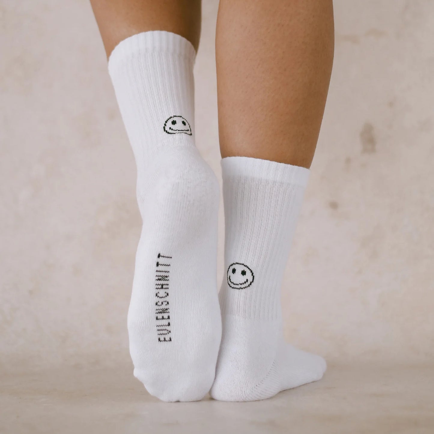 EULENSCHNITT Socken Smiley weiß