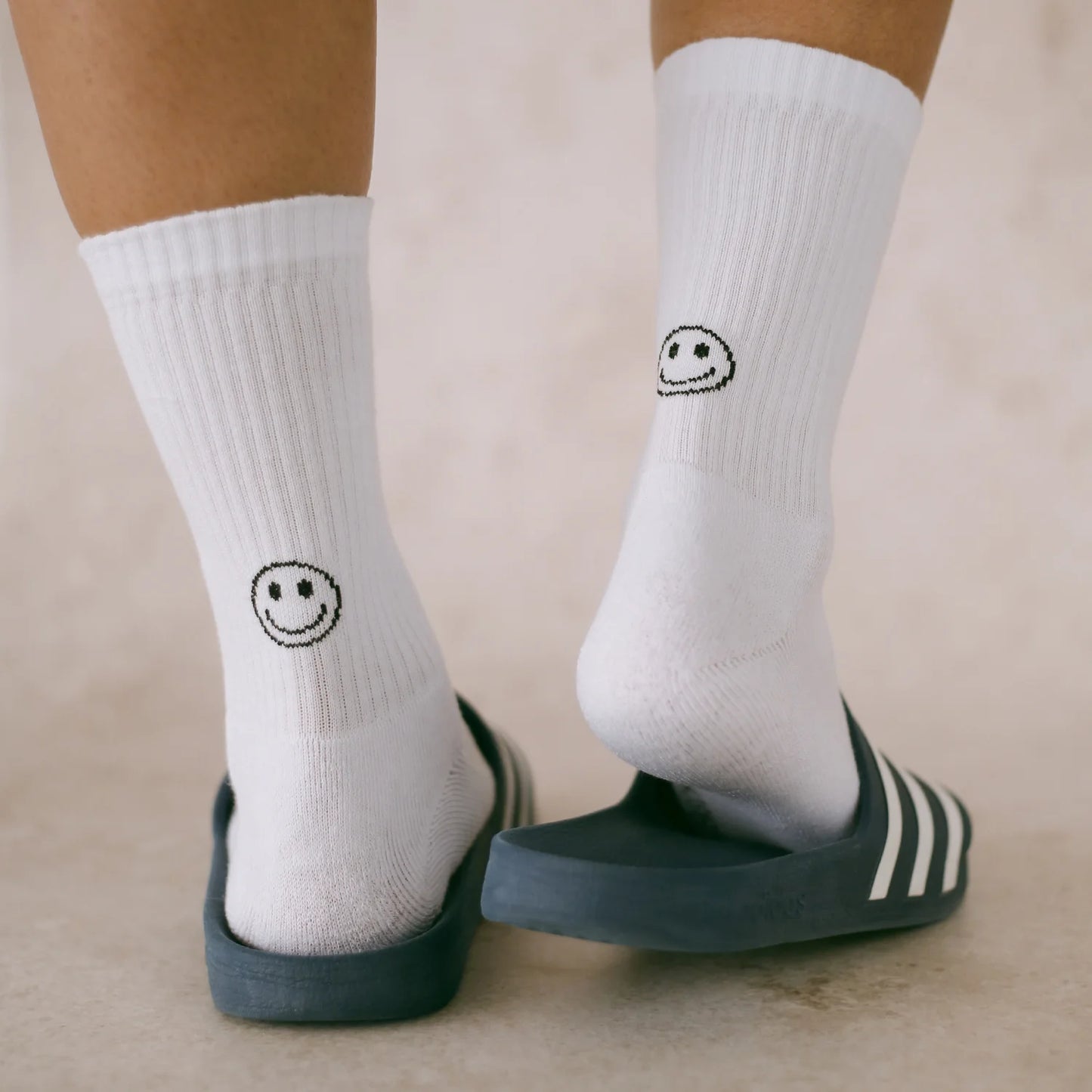 EULENSCHNITT Socken Smiley weiß