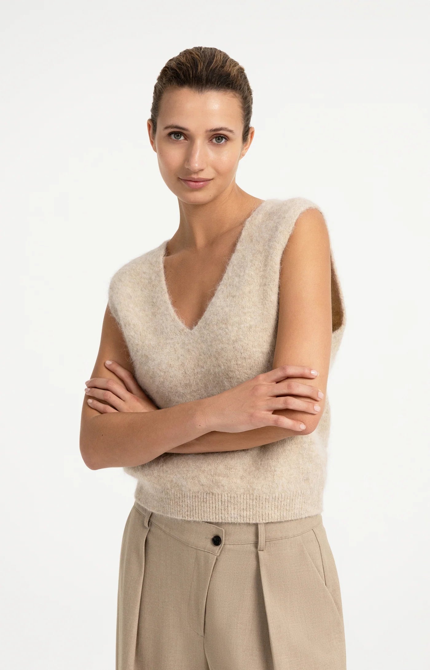 YAYA Spencer aus Strick - Beige Melange