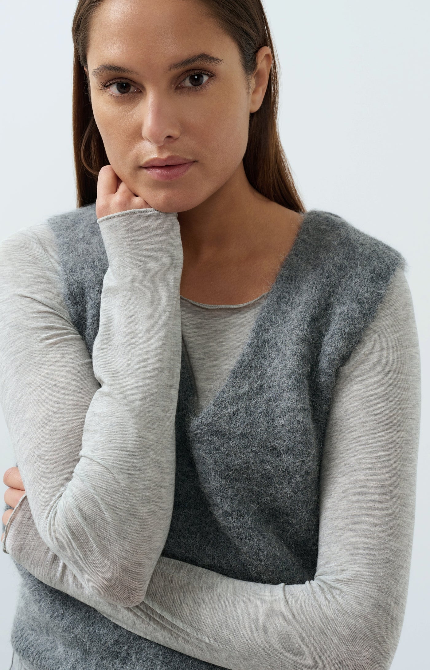 YAYA Pullunder aus Strick - Grey Melange