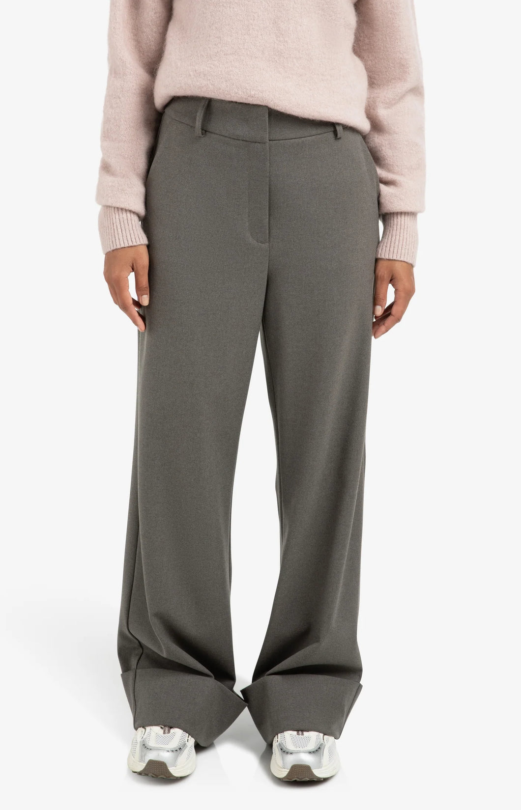 YAYA Hose mit Umschlag Dark Taupe