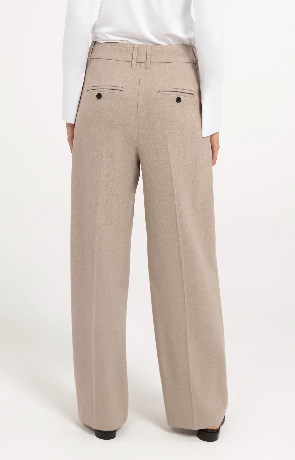 YAYA Gewebte Hose mit weitem Bein - Beige Melange