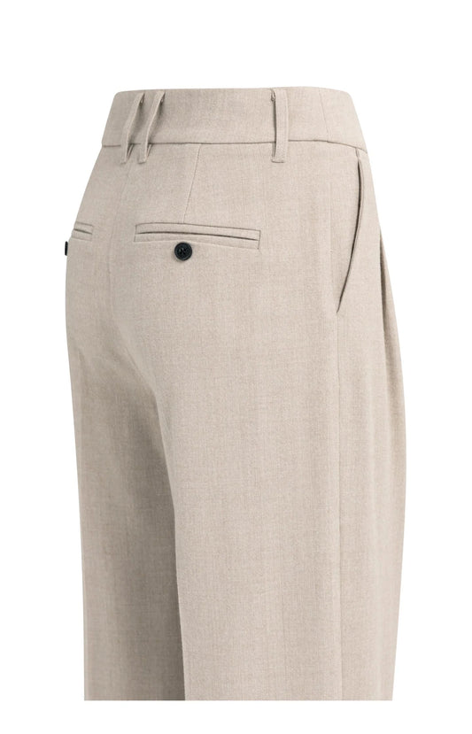 YAYA Gewebte Hose mit weitem Bein - Beige Melange