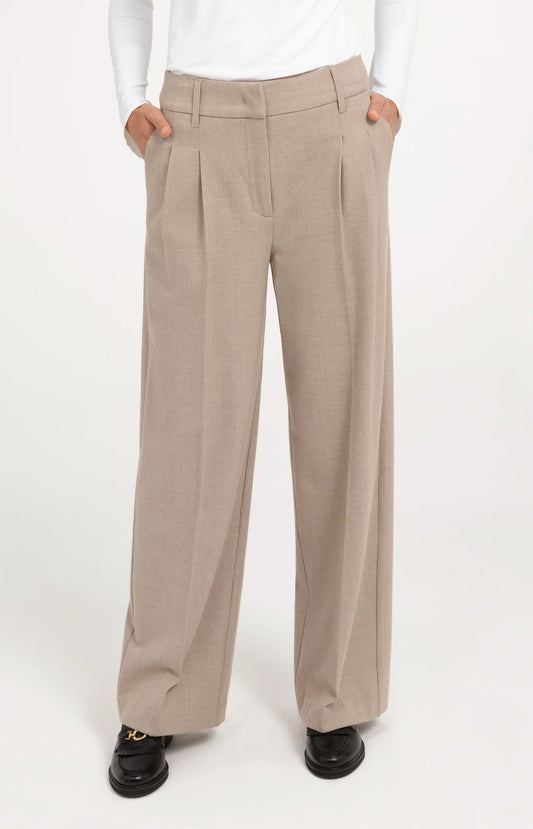 YAYA Gewebte Hose mit weitem Bein - Beige Melange