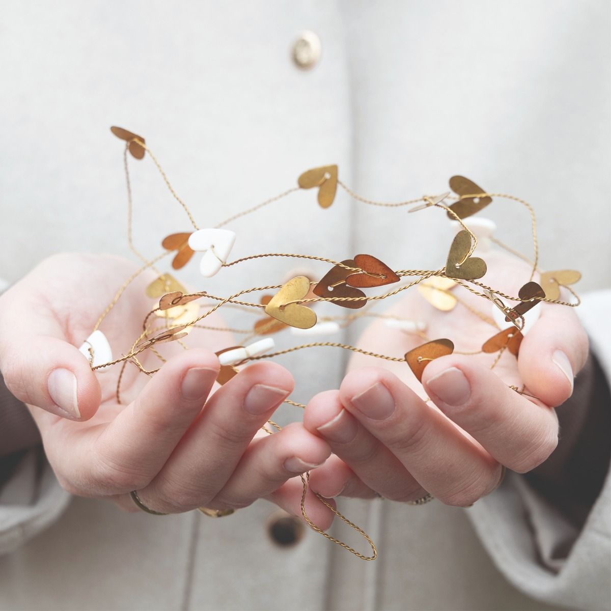BASTION COLLECTIONS White & Golden Hearts