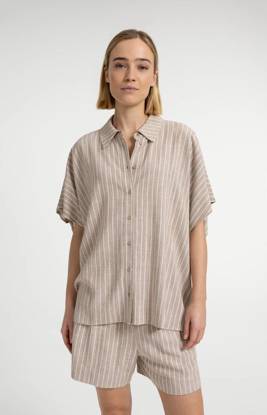 YAYA Striped Blouse Safari Brown