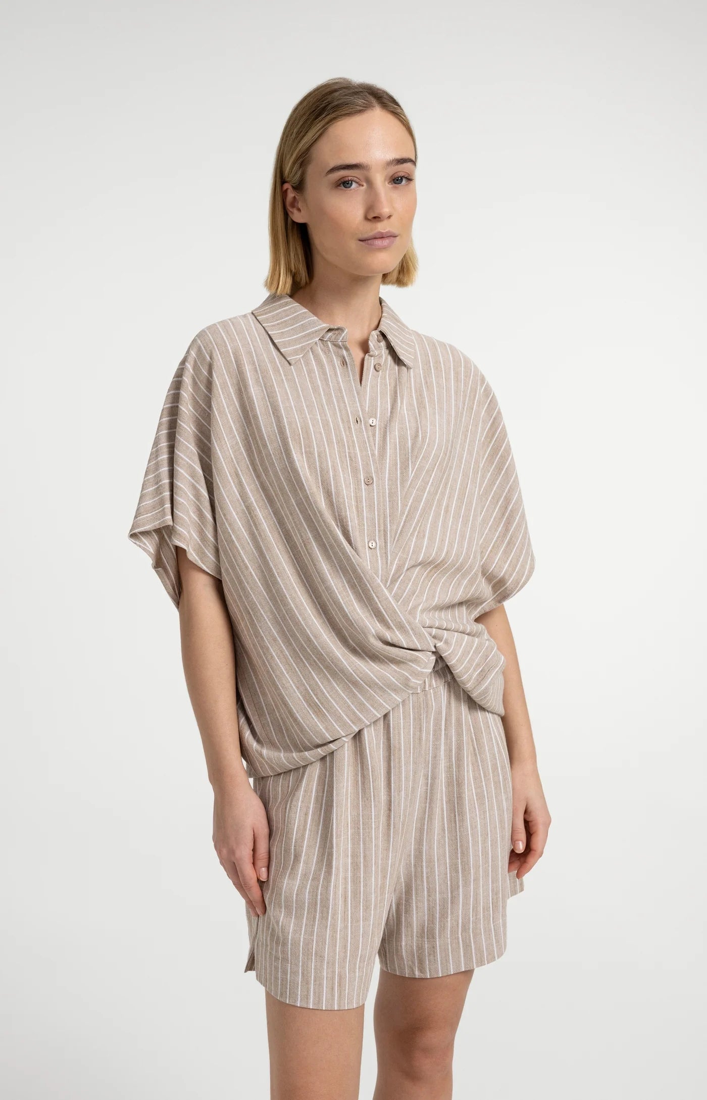 YAYA Striped Blouse Safari Brown