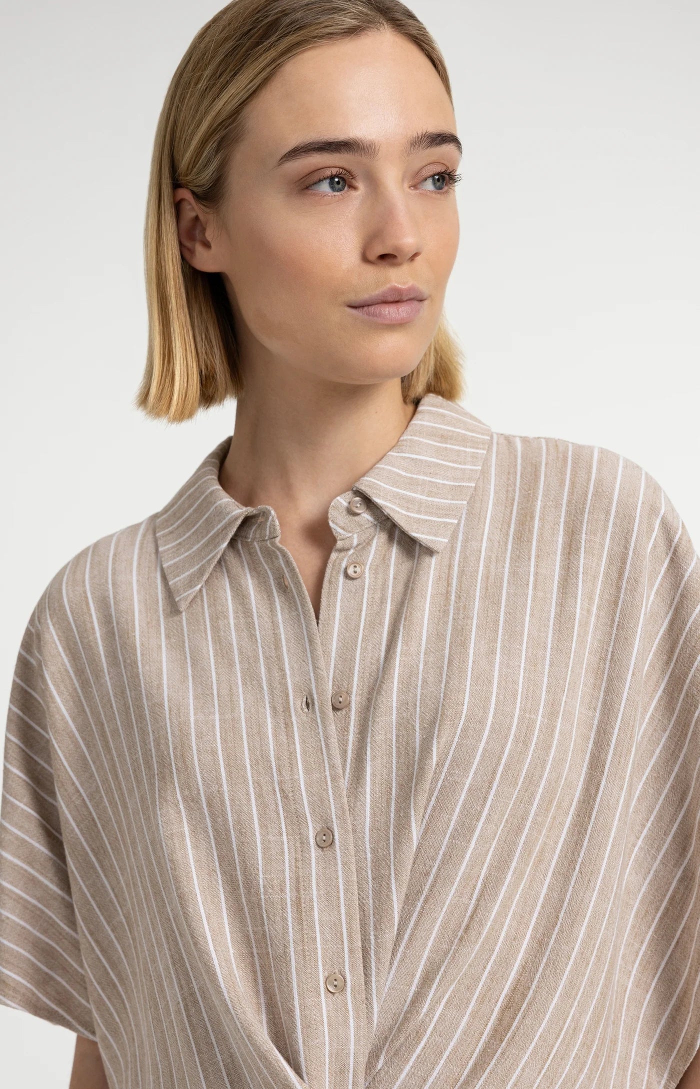 YAYA Striped Blouse Safari Brown