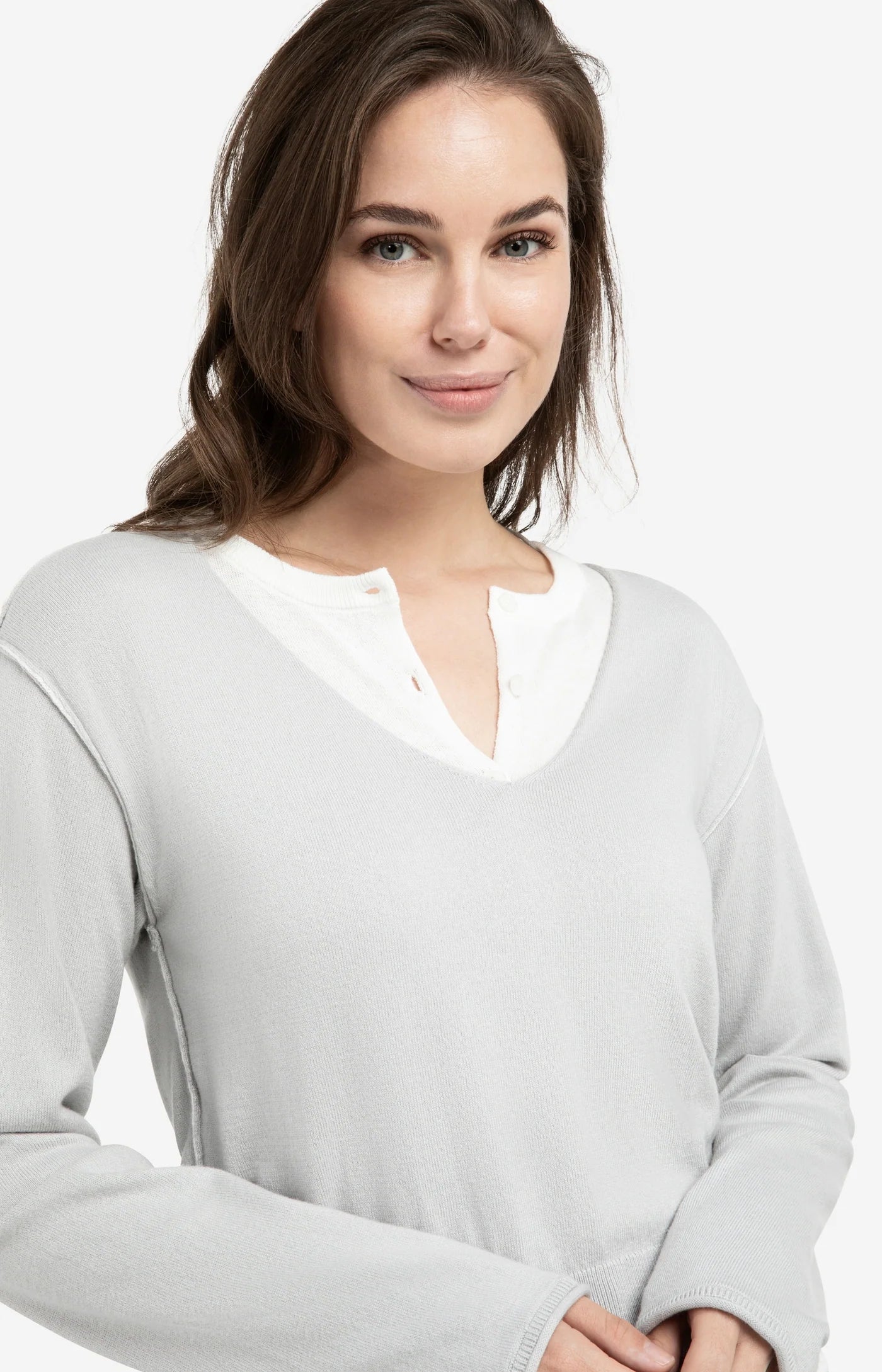 YAYA Pullover im Lagenlook Blue Grey