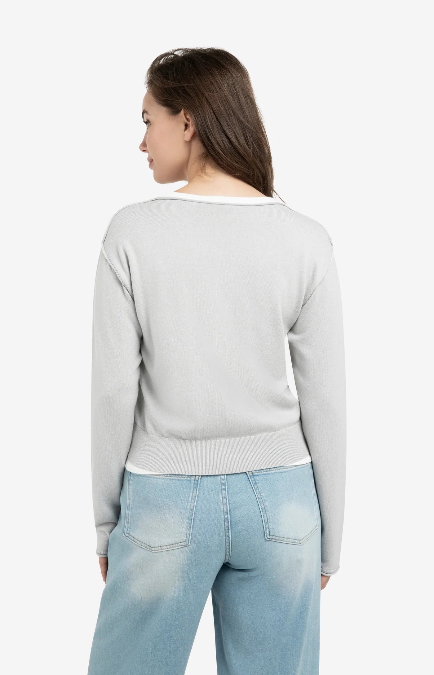 YAYA Pullover im Lagenlook Blue Grey
