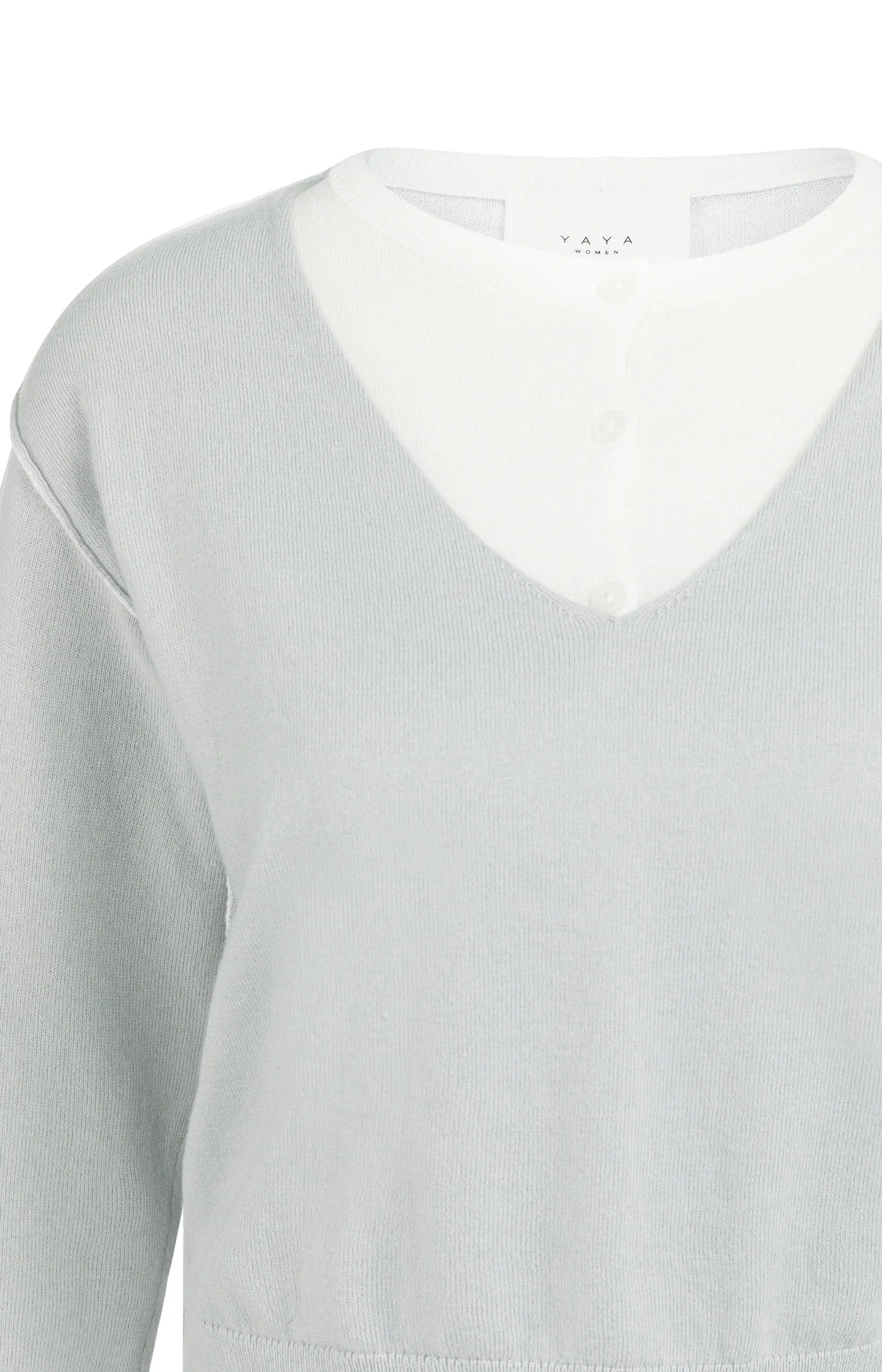 YAYA Pullover im Lagenlook Blue Grey
