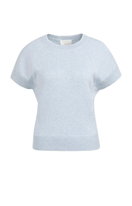 YAYA Kurzarmpullover mit Nahtdetails - Light Blue Melange