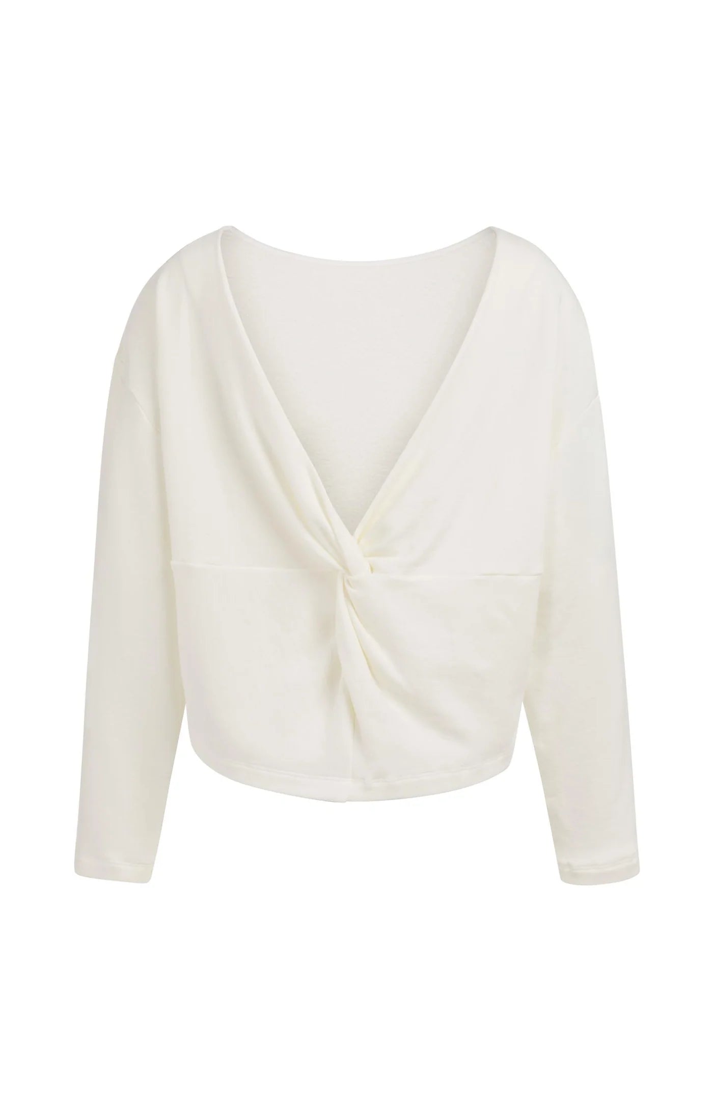 YAYA Pullover mit V-Ausschnitt und Knoten Milk Beige