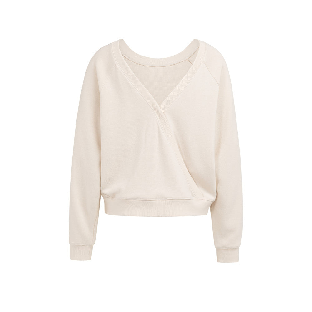 YAYA Sweatshirt mit Wickeldetail am Rücken - Creme Beige
