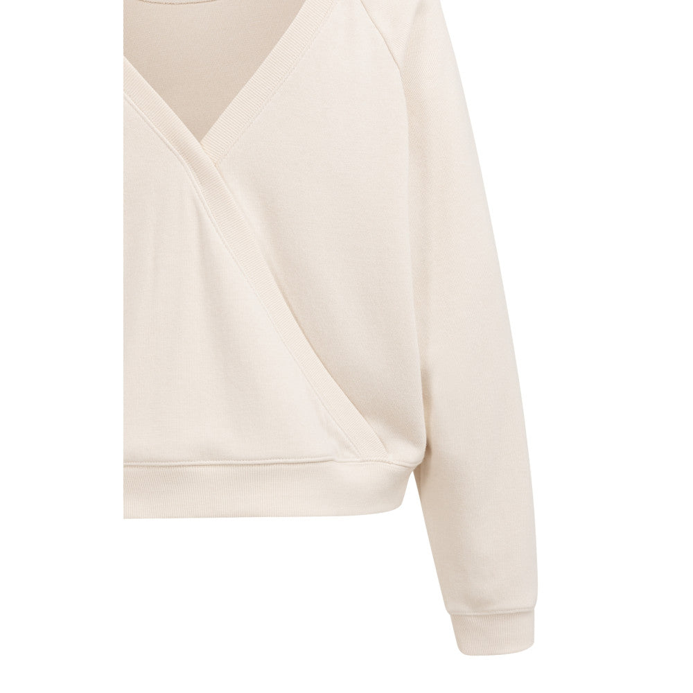 YAYA Sweatshirt mit Wickeldetail am Rücken - Creme Beige