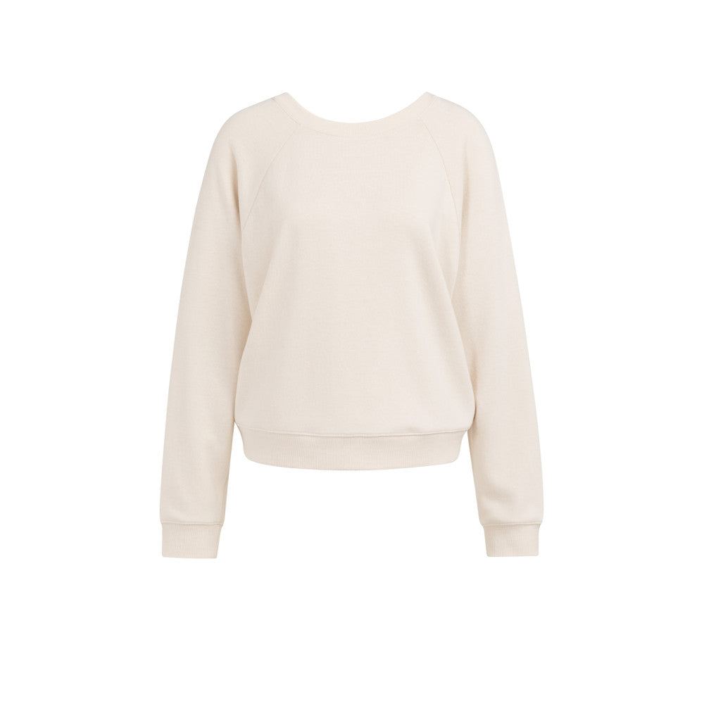 YAYA Sweatshirt mit Wickeldetail am Rücken - Creme Beige