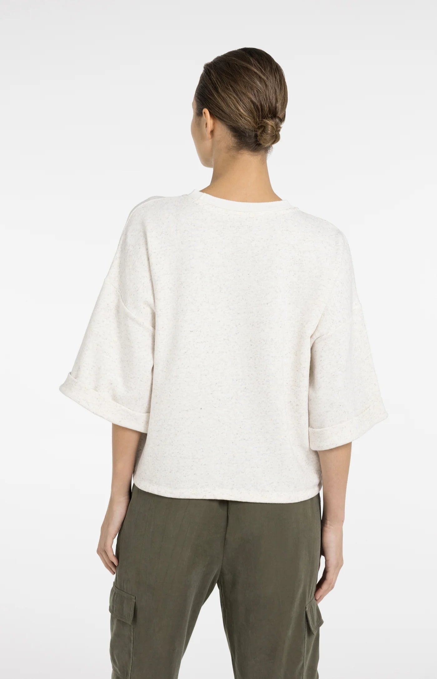 YAYA Sweatshirt mit Tunnelzug - Ivory White Melange