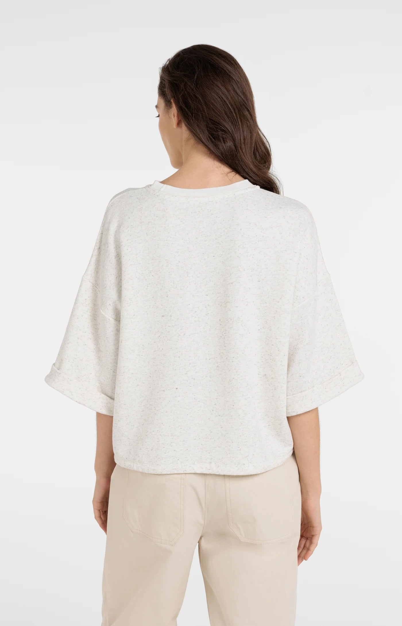 YAYA Sweatshirt mit Tunnelzug - Ivory White Melange