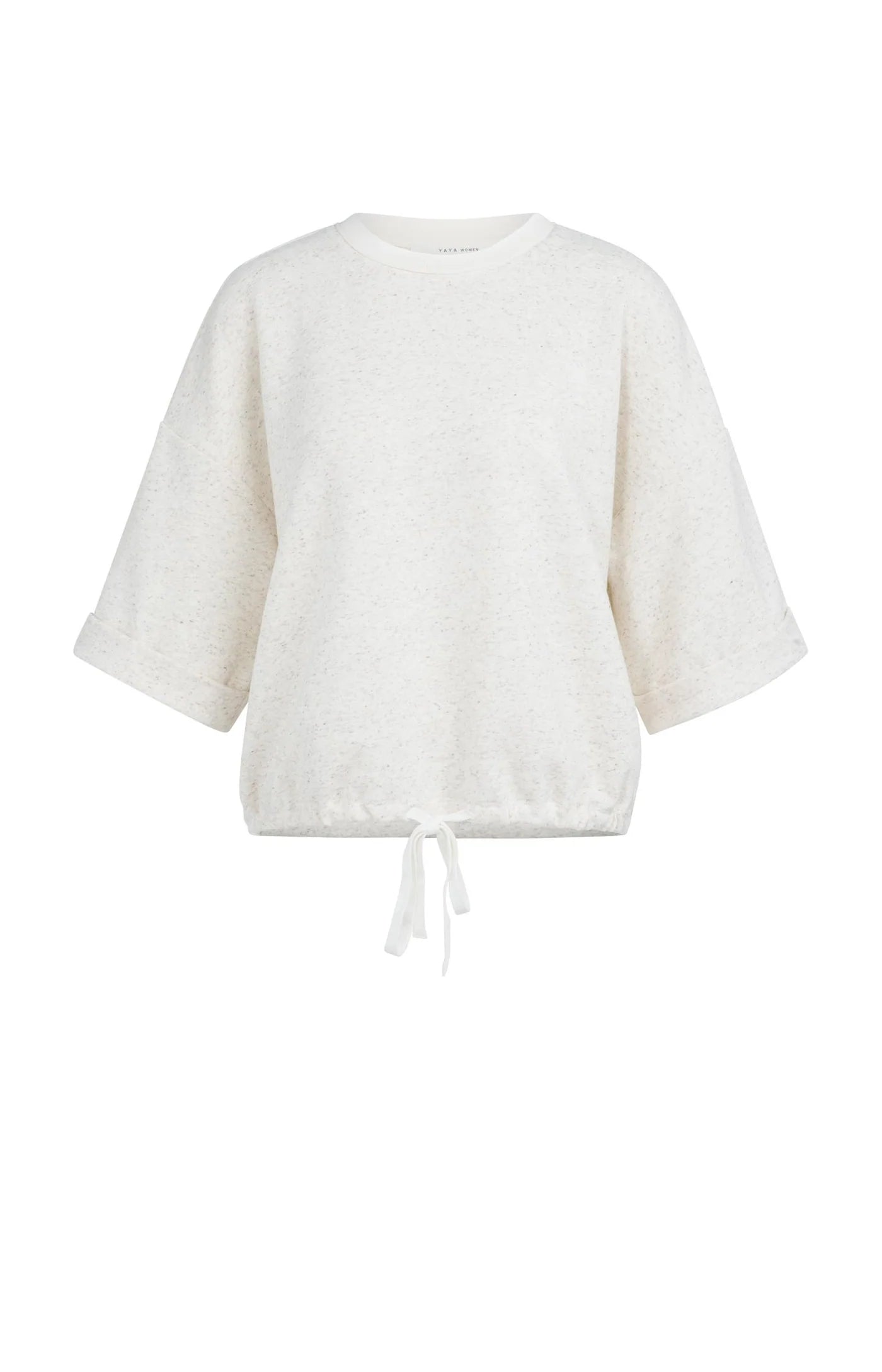 YAYA Sweatshirt mit Tunnelzug - Ivory White Melange