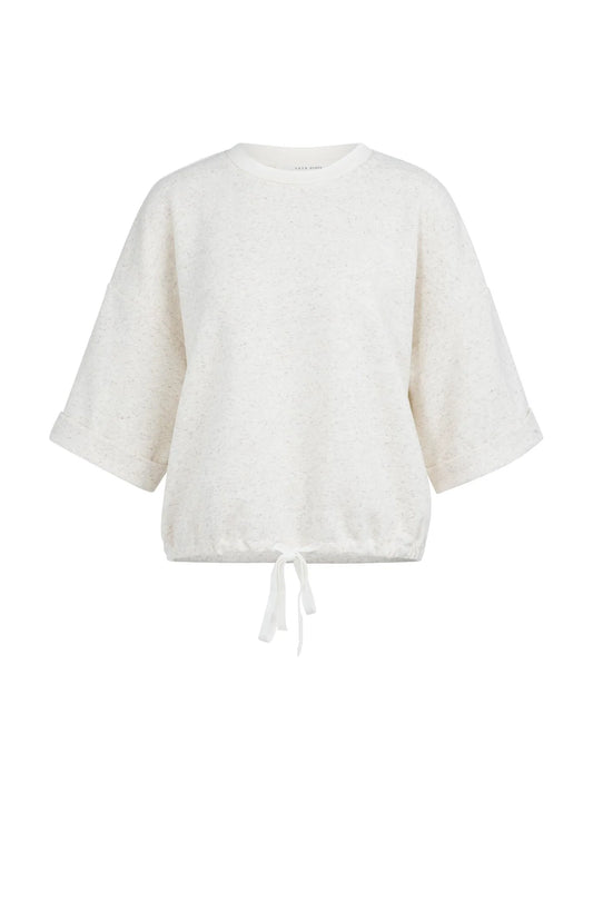 YAYA Sweatshirt mit Tunnelzug - Ivory White Melange