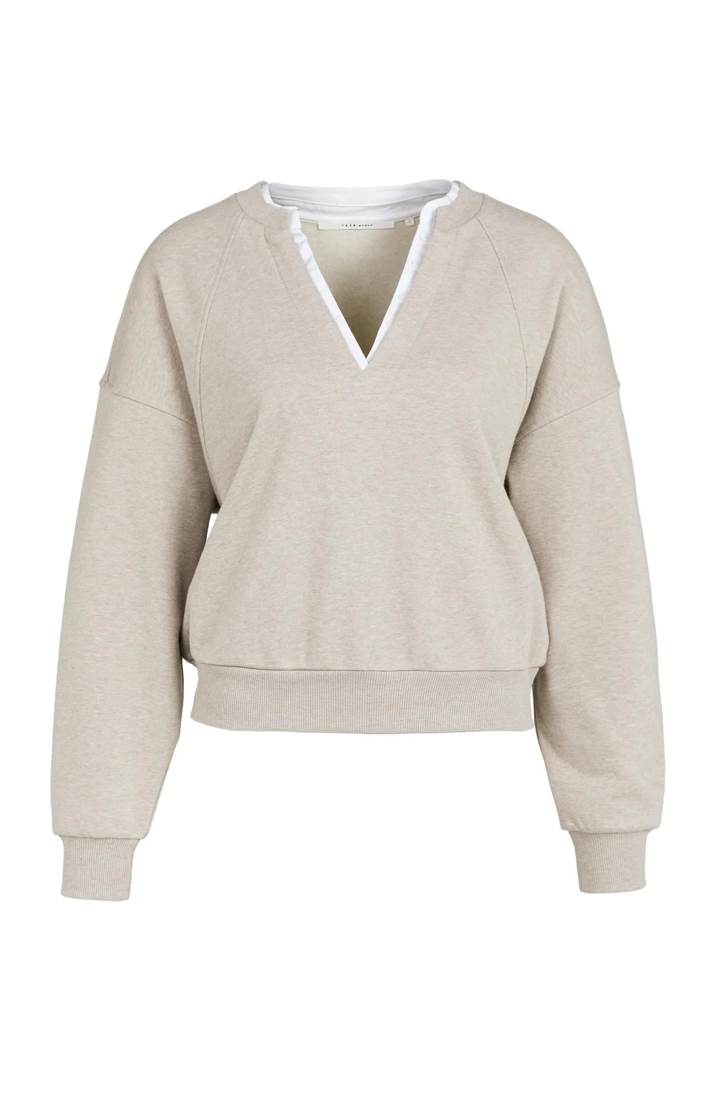 YAYA Sweatshirt mit V-Neck - Cashmere Grey Melange