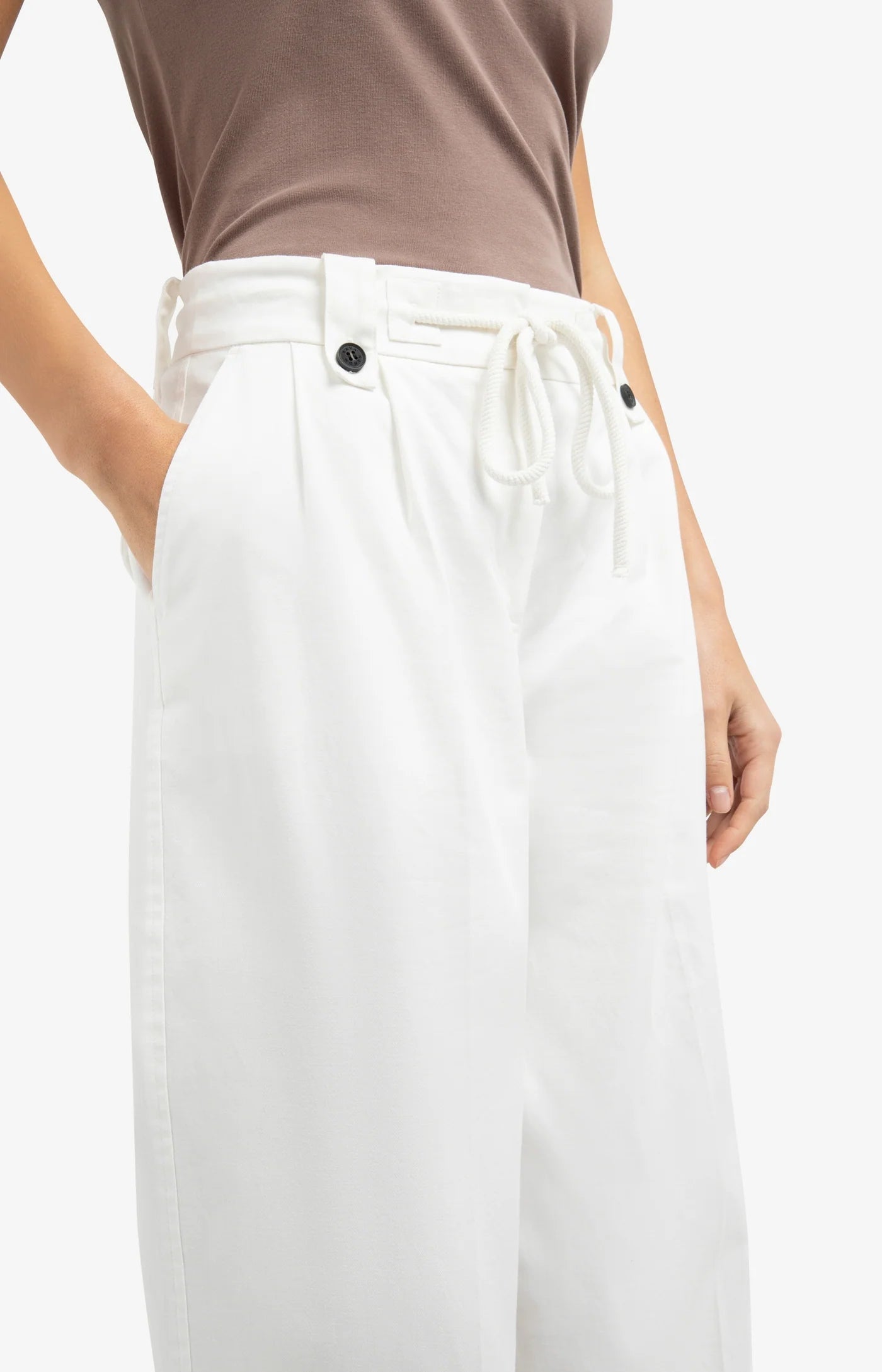 YAYA Hose mit Bundfalten und weitem Bein Offwhite