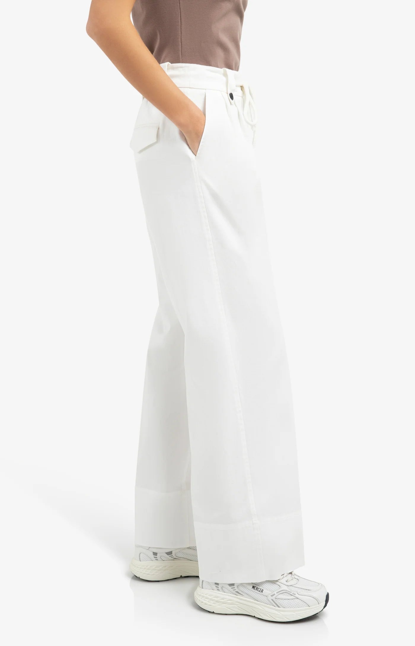 YAYA Hose mit Bundfalten und weitem Bein Offwhite
