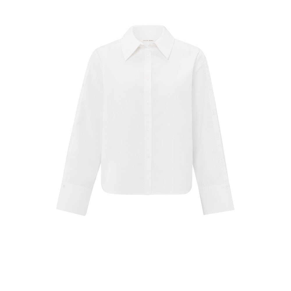 YAYA Langarmbluse mit Knopfdetails White