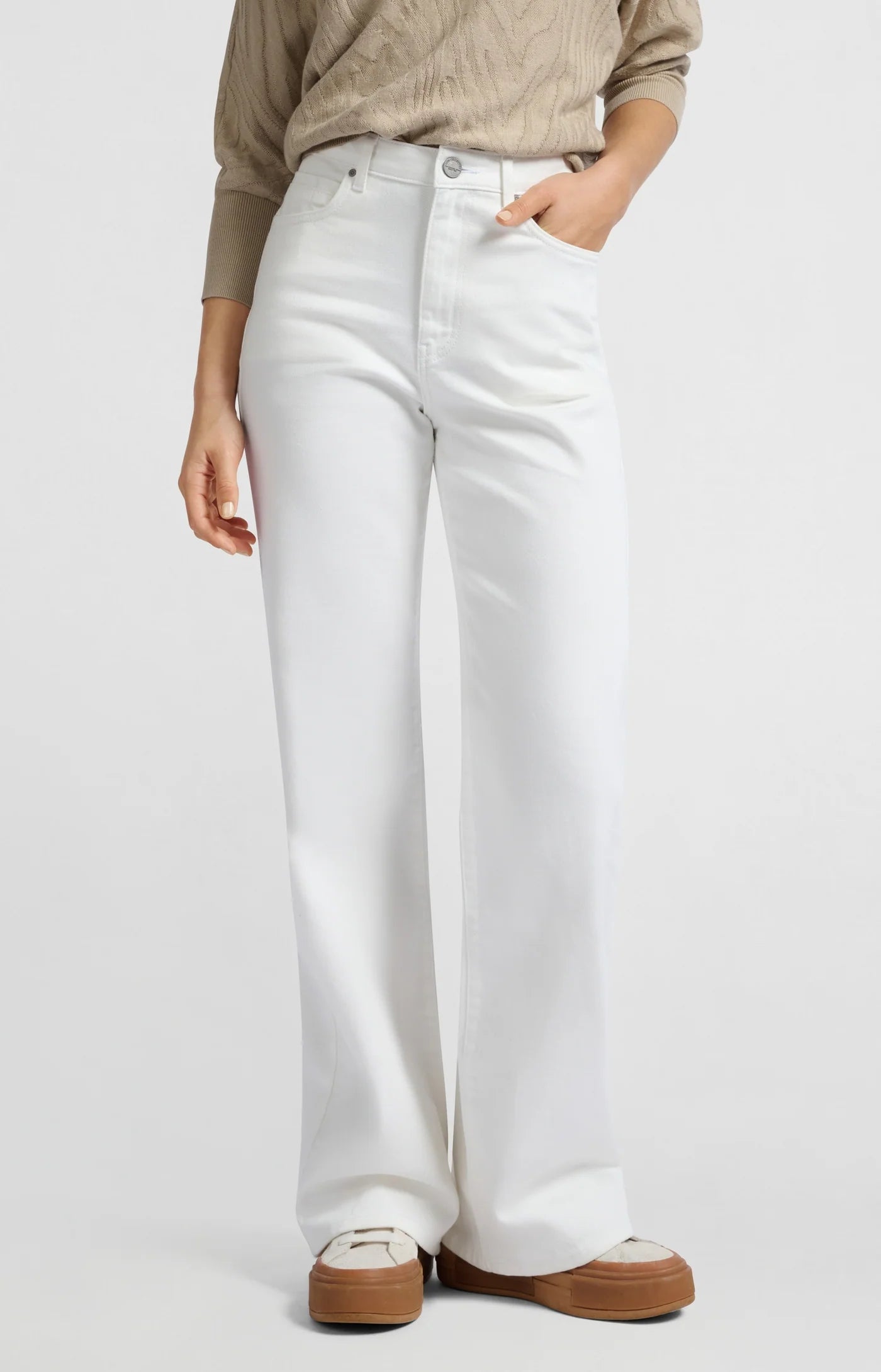 YAYA Jeans mit weitem Bein Offwhite