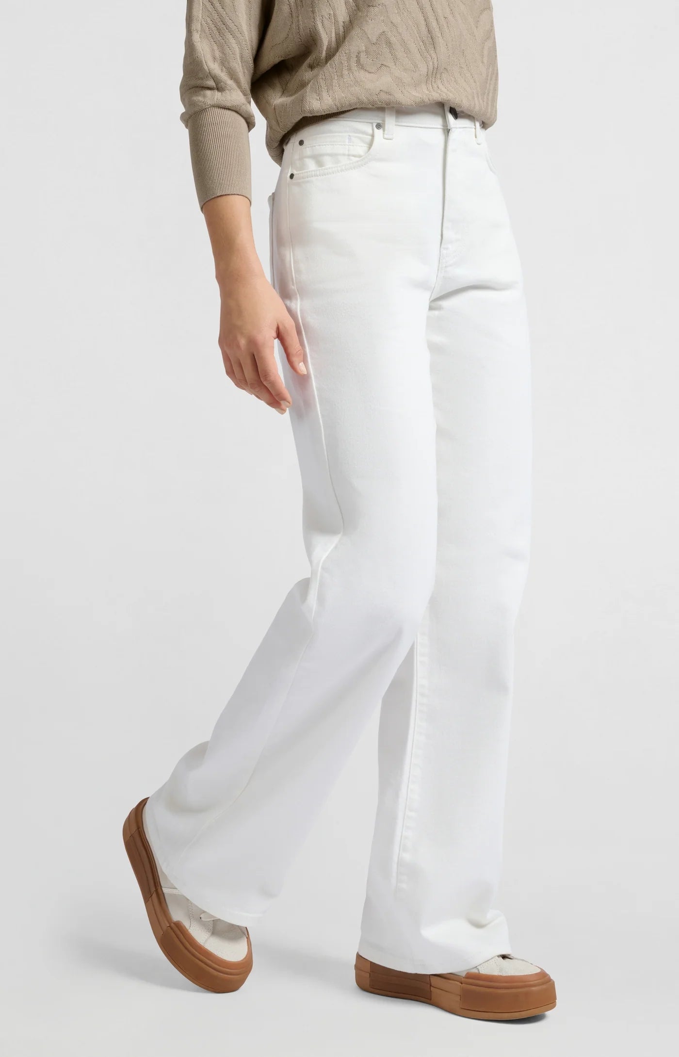 YAYA Jeans mit weitem Bein Offwhite