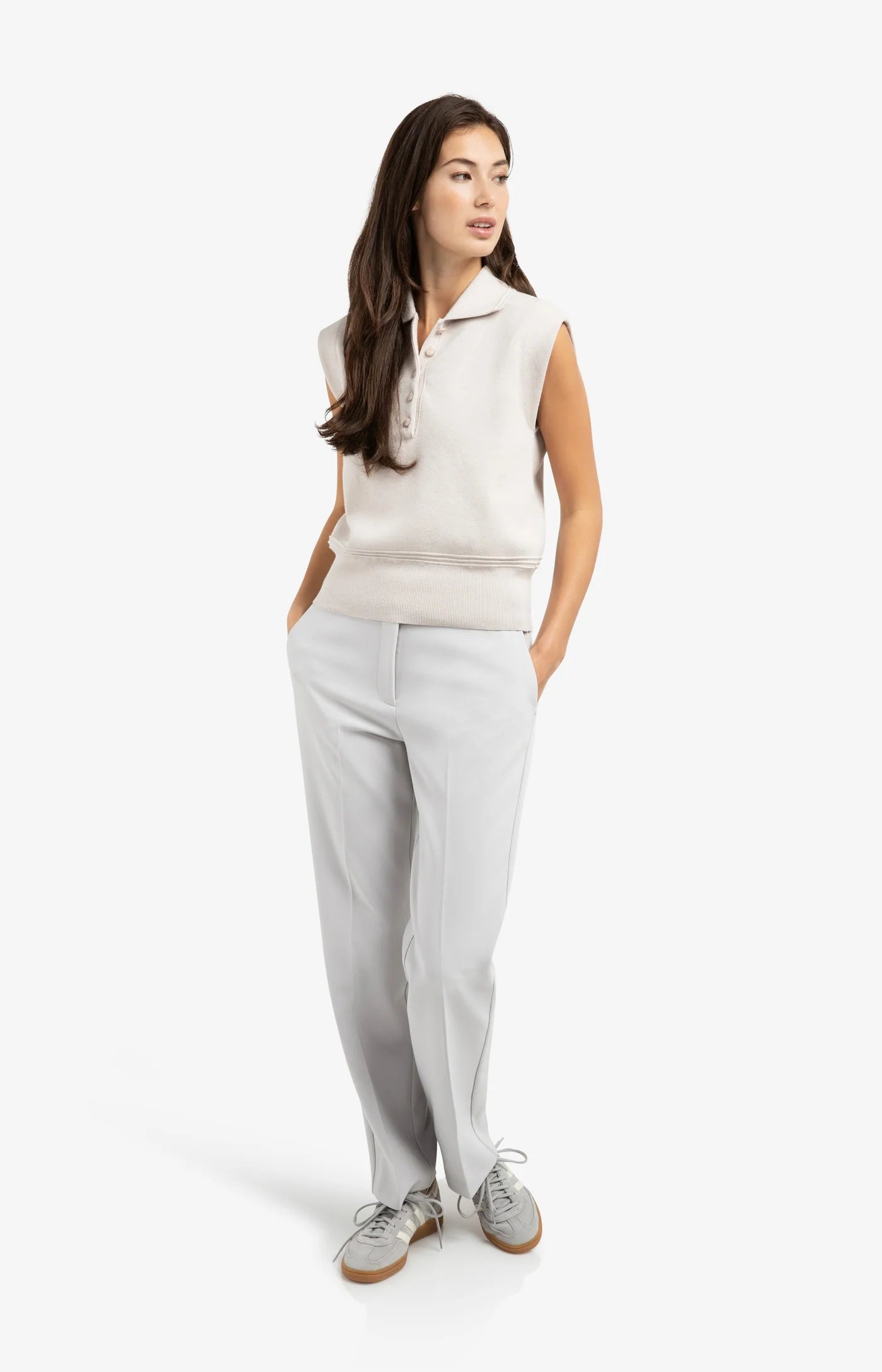 YAYA Hose mit asymetrischen Bund Steel Wool Grey