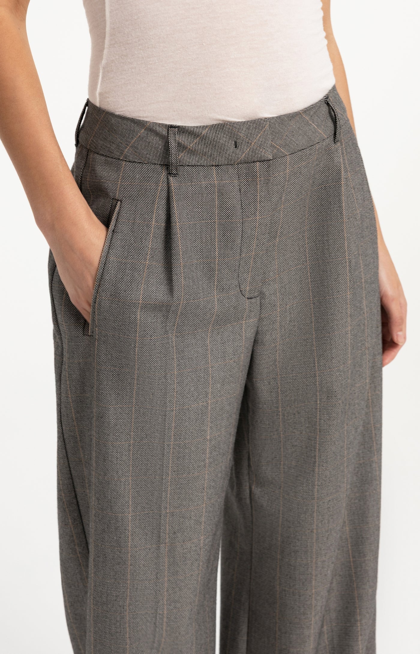 YAYA Karierte Hose mit weitem Bein - Hole Black Dessin